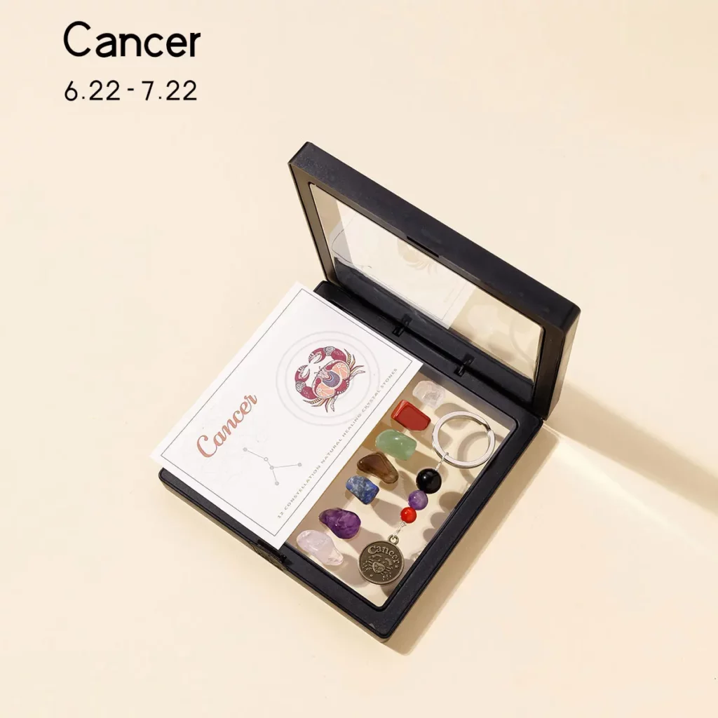 Natural Crystal 12 Zodiac Signs Keychain Set, Colorful Meditation Gift