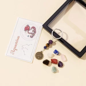 Natural Crystal 12 Zodiac Signs Keychain Set, Colorful Meditation Gift - Image 4