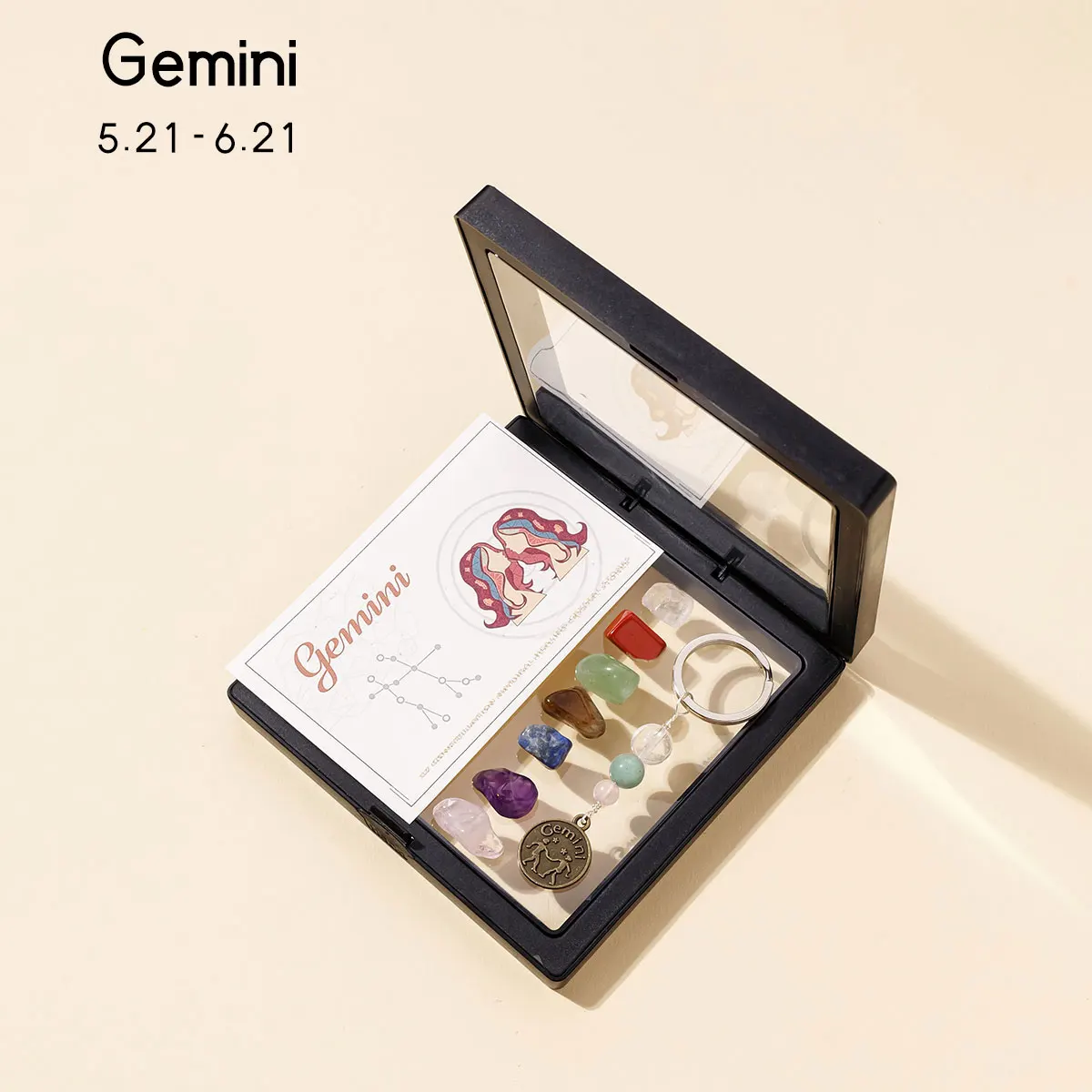 Natural Crystal 12 Zodiac Signs Keychain Set, Colorful Meditation Gift - Image 11