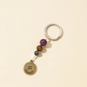 Natural Crystal 12 Zodiac Signs Keychain Set, Colorful Meditation Gift - Image 5