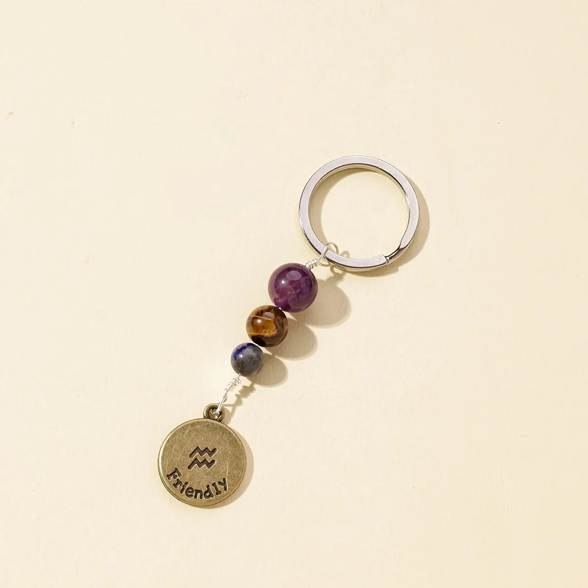 Natural Crystal 12 Zodiac Signs Keychain Set, Colorful Meditation Gift - Image 5