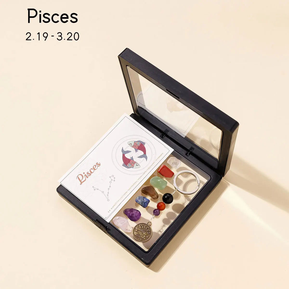 Natural Crystal 12 Zodiac Signs Keychain Set, Colorful Meditation Gift - Image 14