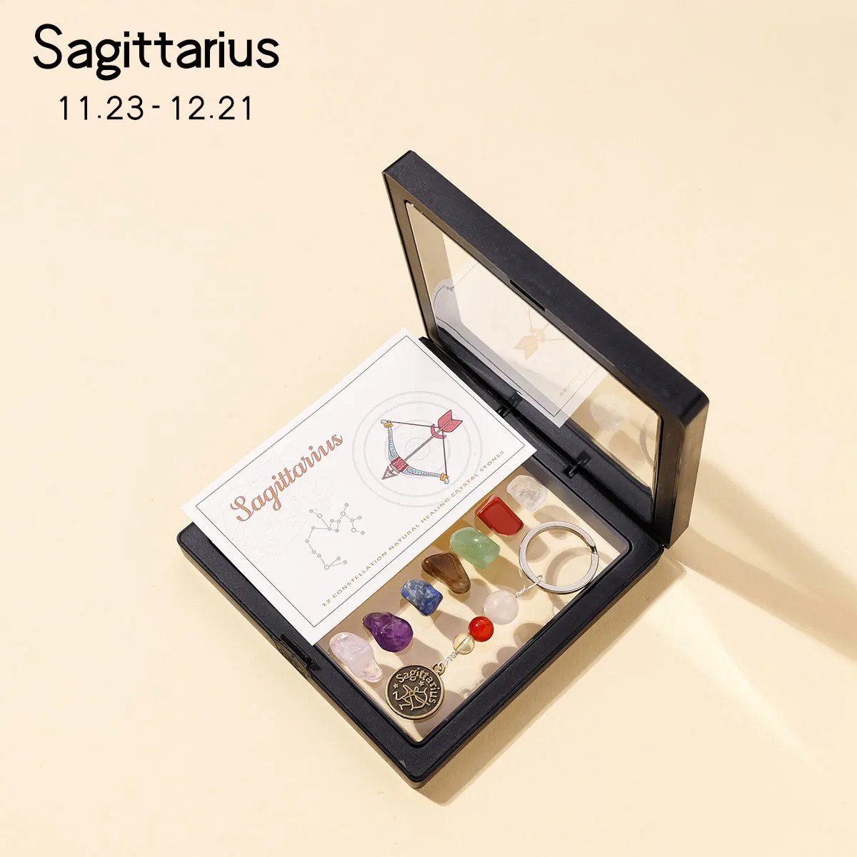 Natural Crystal 12 Zodiac Signs Keychain Set, Colorful Meditation Gift - Image 15