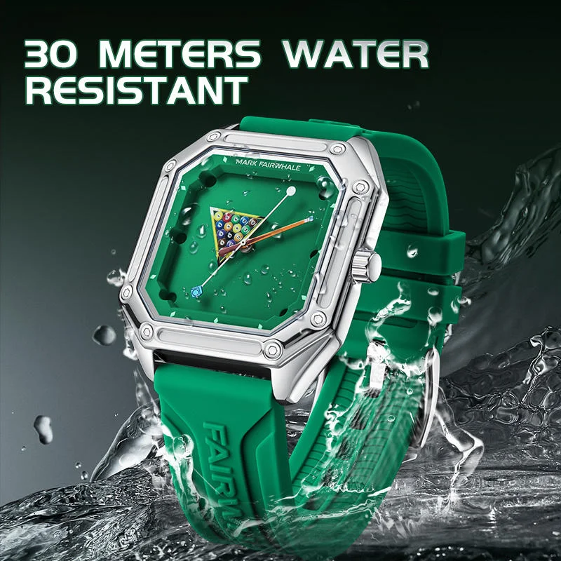 2025 Sport Quartz Watch, Silicone Strap, Billiards Green Design