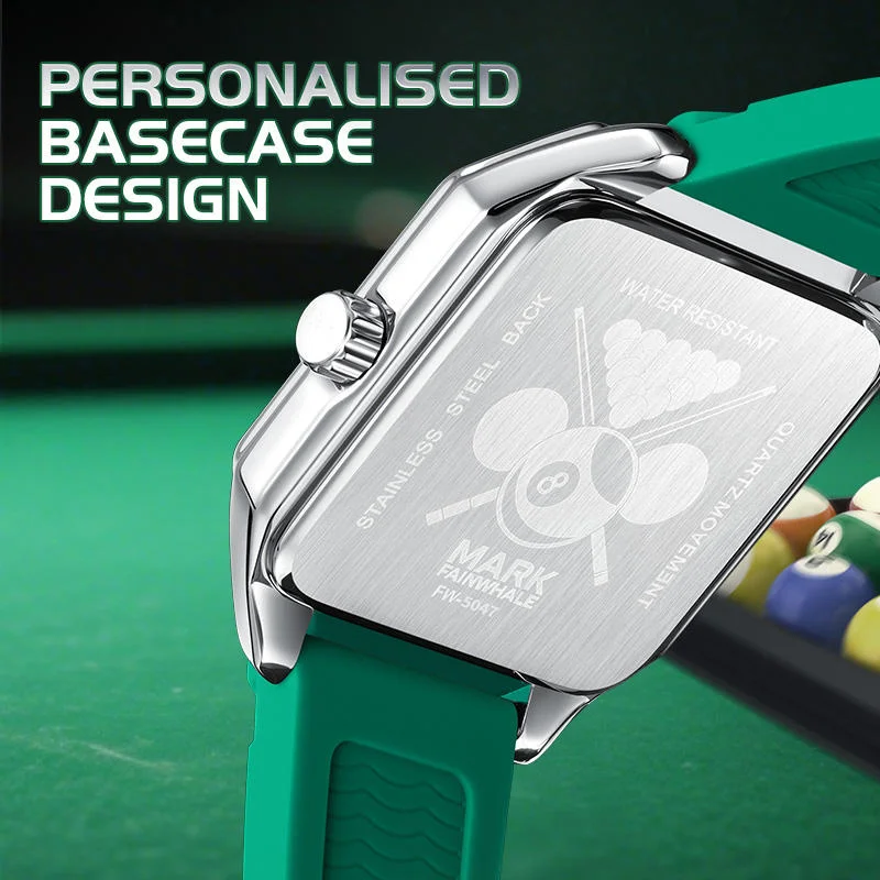 2025 Sport Quartz Watch, Silicone Strap, Billiards Green Design