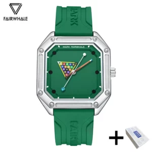 2025 Sport Quartz Watch, Silicone Strap, Billiards Green Design - Image 6