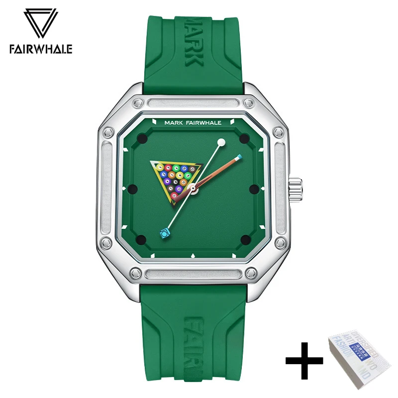 2025 Sport Quartz Watch, Silicone Strap, Billiards Green Design