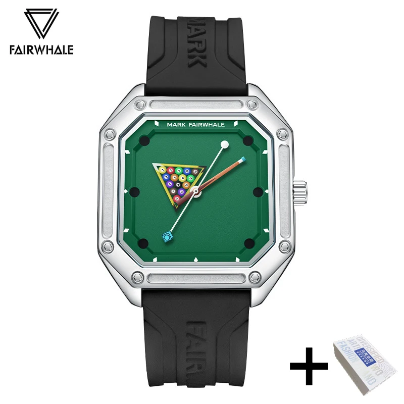 2025 Sport Quartz Watch, Silicone Strap, Billiards Green Design
