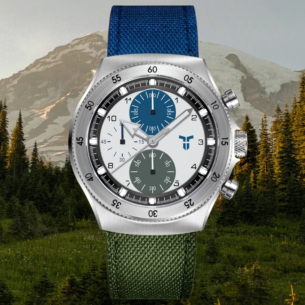 Men's Sport Watch, Dual Time, Sapphire dual color blue and green