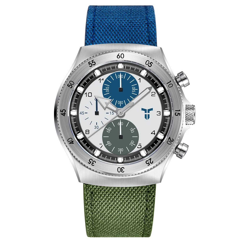 Men's Sport Watch, Dual Time, Sapphire dual color blue and green