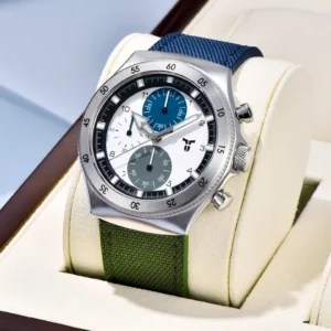 Men's Sport Watch, Dual Time, Sapphire dual color blue and green - Image 3