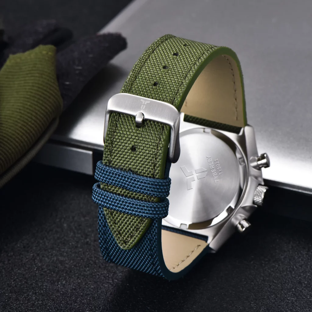 Men's Sport Watch, Dual Time, Sapphire dual color blue and green