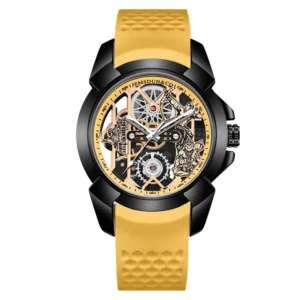 3D Skeleton orange Dial Luxury Quartz Watch for Men - Image 15