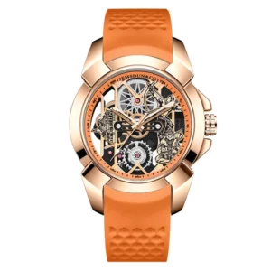 3D Skeleton orange Dial Luxury Quartz Watch for Men - Image 6