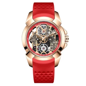 3D Skeleton orange Dial Luxury Quartz Watch for Men - Image 9