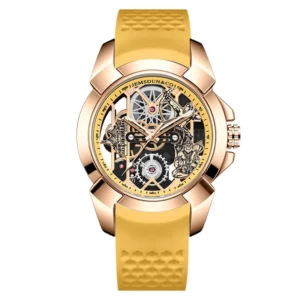 3D Skeleton orange Dial Luxury Quartz Watch for Men - Image 8