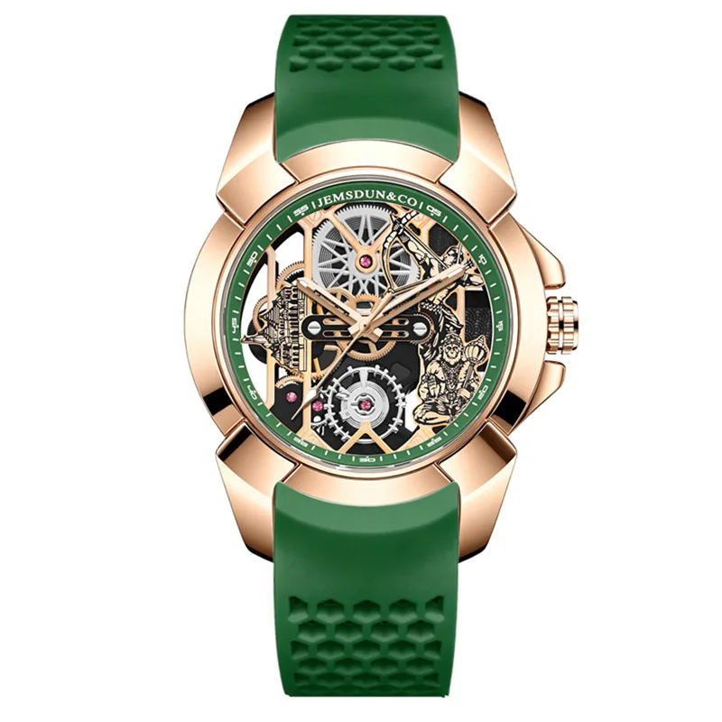 3D Skeleton orange Dial Luxury Quartz Watch for Men