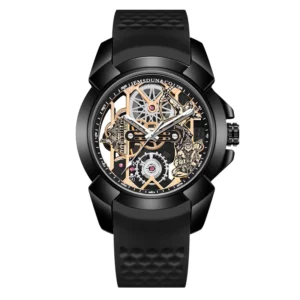 3D Skeleton orange Dial Luxury Quartz Watch for Men - Image 3