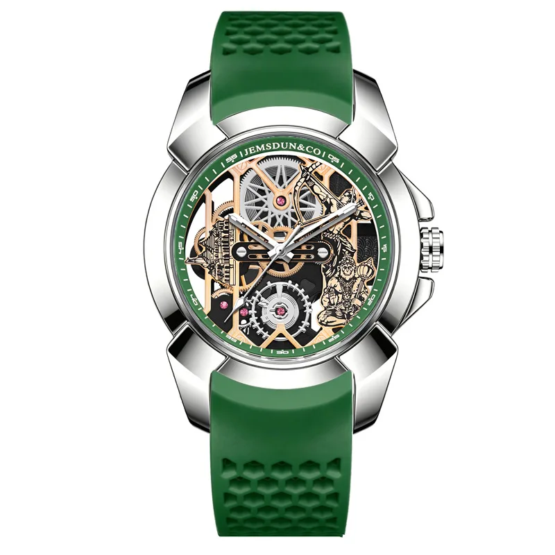 3D Skeleton orange Dial Luxury Quartz Watch for Men