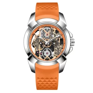 3D Skeleton orange Dial Luxury Quartz Watch for Men - Image 5