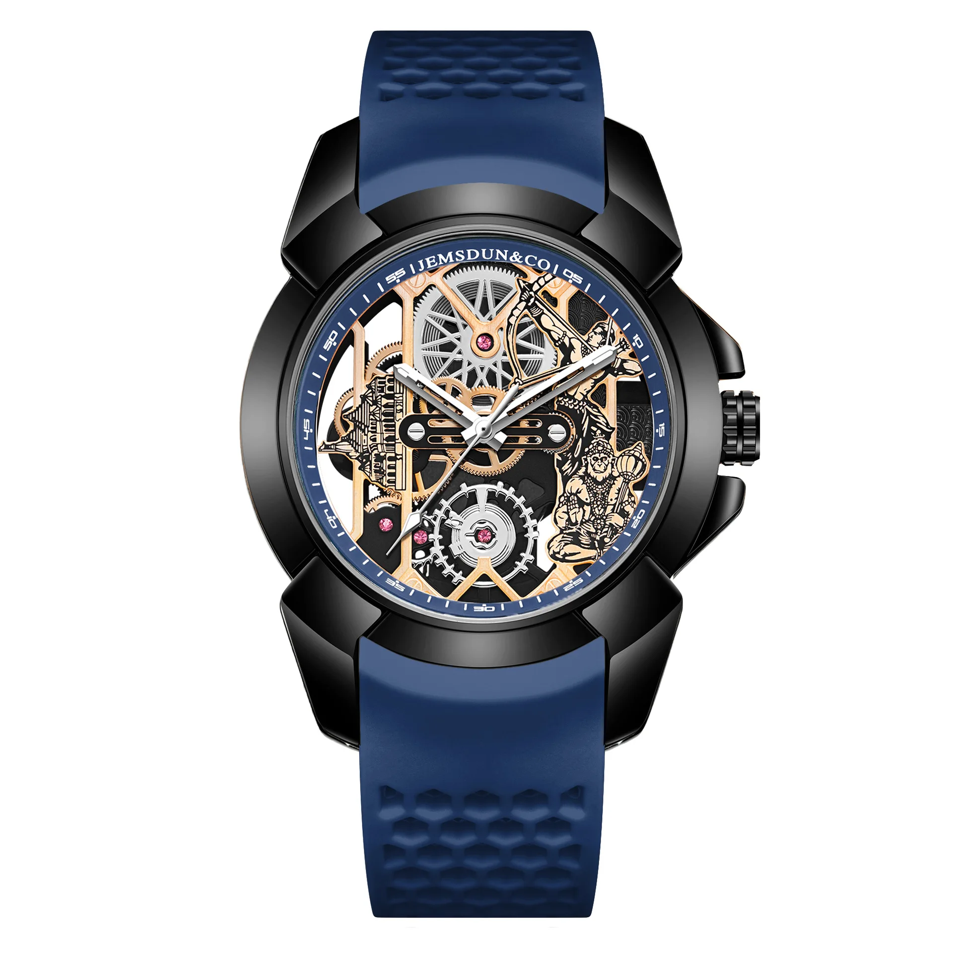 3D Skeleton orange Dial Luxury Quartz Watch for Men - Image 13