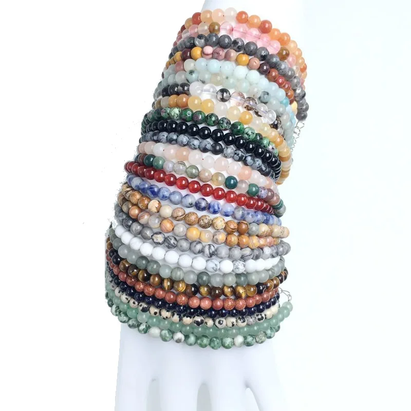 4mm Chakra Beads Energy Bracelet with Natural Agates