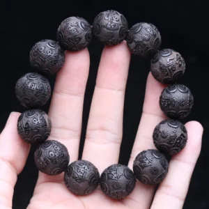 Ebony Feng Shui Bracelet, 20MM Beads, Good Luck - Image 2