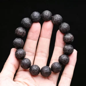Ebony Feng Shui Bracelet, 20MM Beads, Good Luck - Image 3
