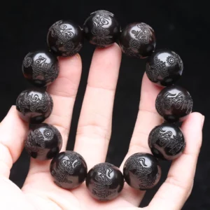 Ebony Feng Shui Bracelet, 20MM Beads, Good Luck - Image 5