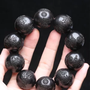 Ebony Feng Shui Bracelet, 20MM Beads, Good Luck - Image 6