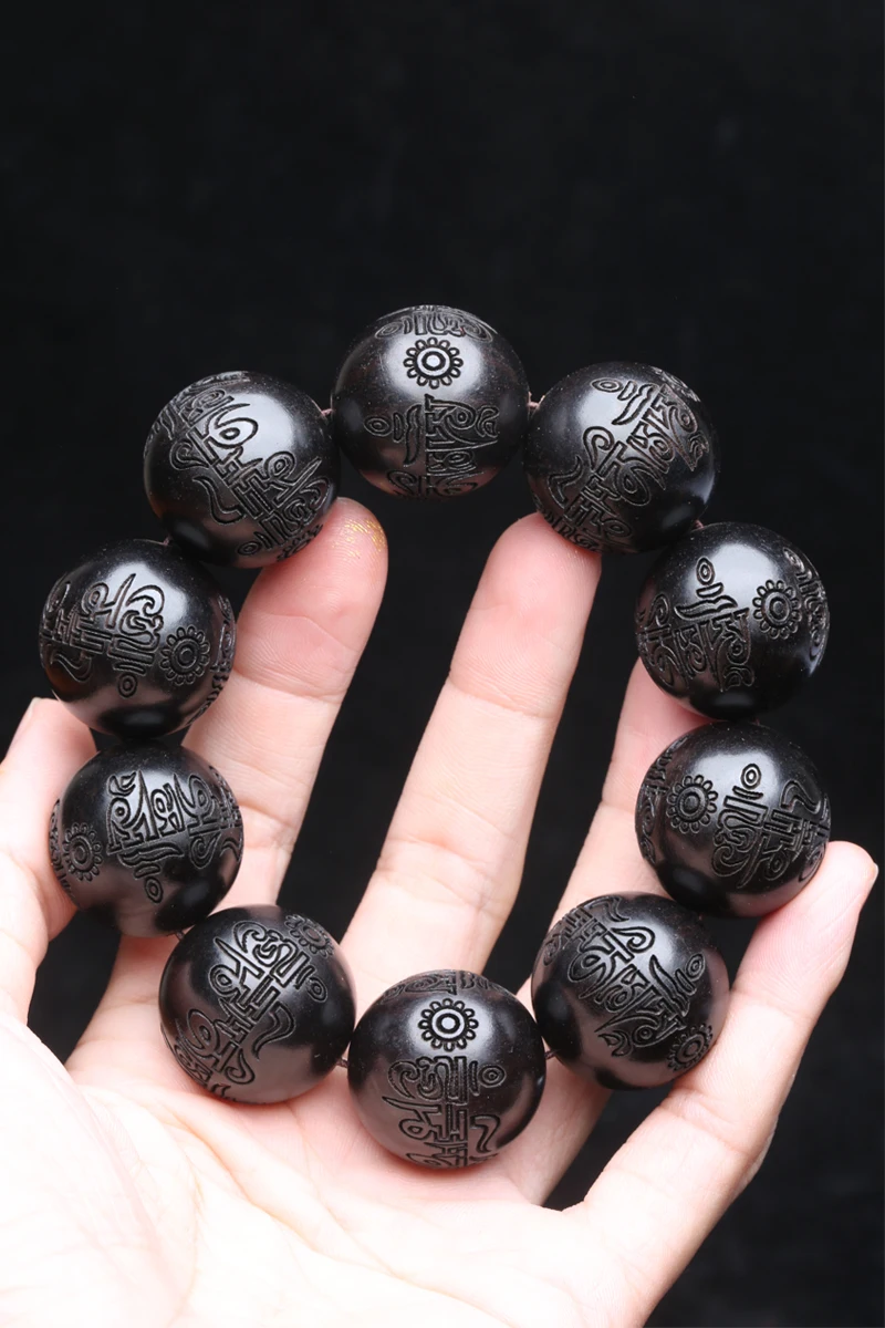 Ebony Feng Shui Bracelet, 20MM Beads, Good Luck - Image 6