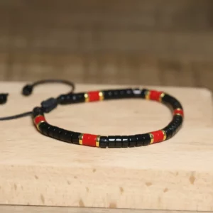 Black Agate Woven Bracelet, One Size Fits All - Image 4