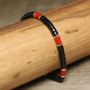 Black Agate Woven Bracelet, One Size Fits All - Image 5