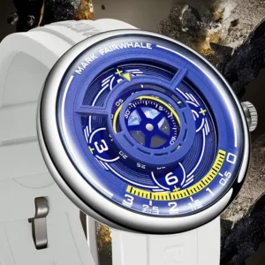Blue Sports Watch for Men, Silicone Strap Quartz - Image 2