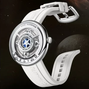 Blue Sports Watch for Men, Silicone Strap Quartz - Image 4