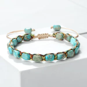 Bohemian Imperial Stone Beaded Bracelet with Handmade Braided String - Image 2