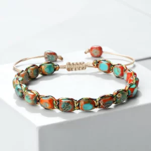Bohemian Imperial Stone Beaded Bracelet with Handmade Braided String - Image 13