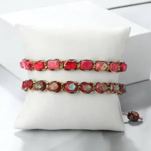 Bohemian Imperial Stone Beaded Bracelet with Handmade Braided String - Image 4