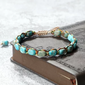 Bohemian Imperial Stone Beaded Bracelet with Handmade Braided String - Image 1