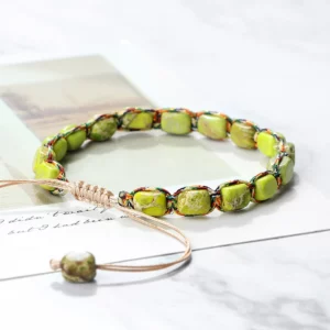 Bohemian Imperial Stone Beaded Bracelet with Handmade Braided String - Image 5