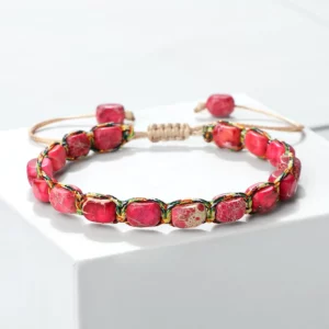 Bohemian Imperial Stone Beaded Bracelet with Handmade Braided String - Image 7