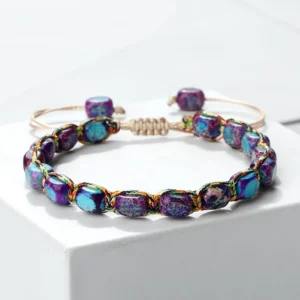 Bohemian Imperial Stone Beaded Bracelet with Handmade Braided String - Image 10