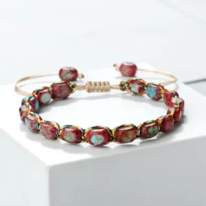 Bohemian Imperial Stone Beaded Bracelet with Handmade Braided String - Image 9