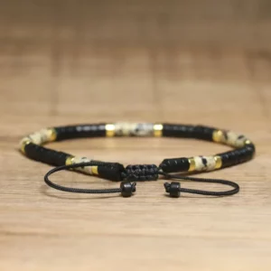 Bohemian Black Agate Spotted Beaded Bracelet - Image 2