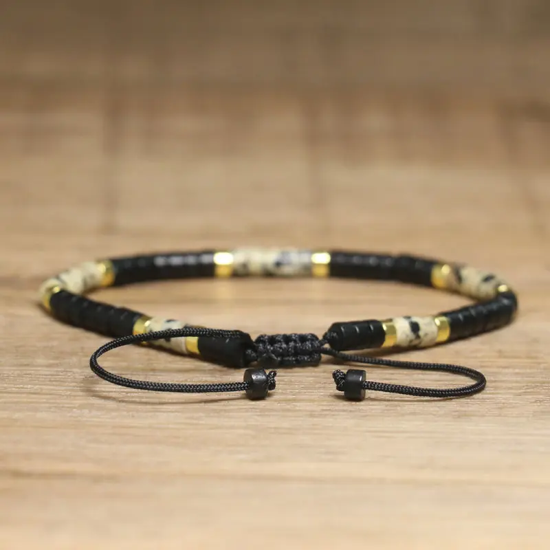 Bohemian Black Agate Spotted Beaded Bracelet