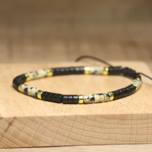 Bohemian Black Agate Spotted Beaded Bracelet - Image 3