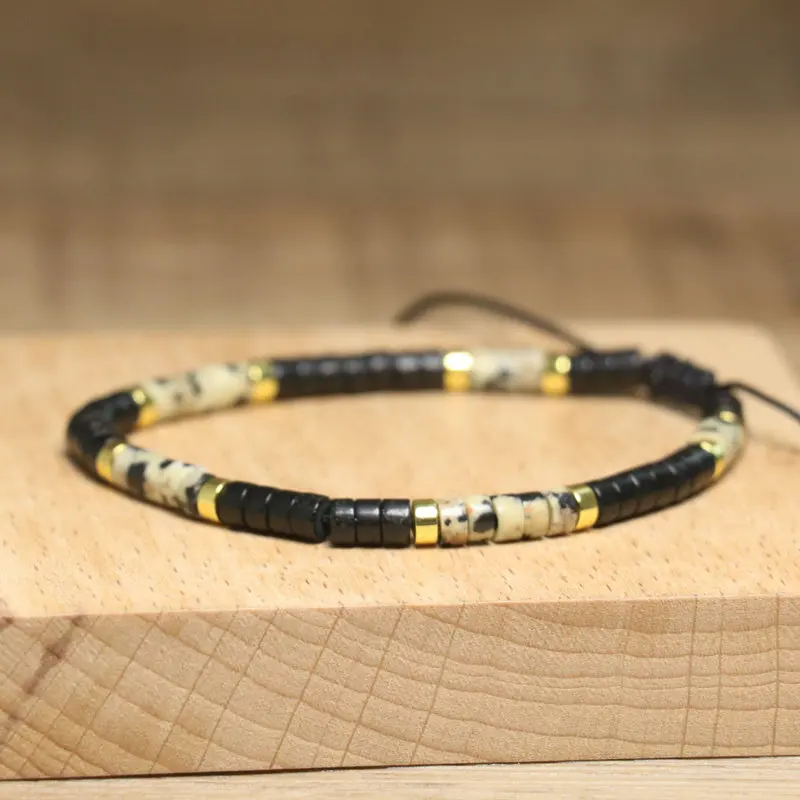 Bohemian Black Agate Spotted Beaded Bracelet