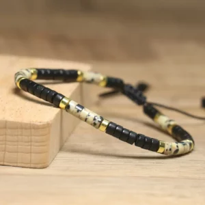 Bohemian Black Agate Spotted Beaded Bracelet - Image 4