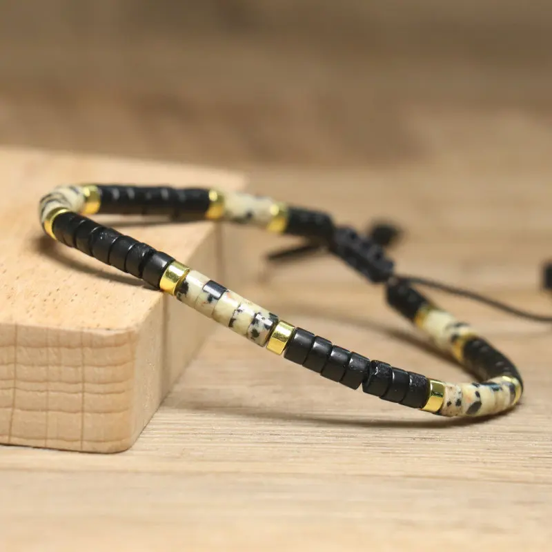 Bohemian Black Agate Spotted Beaded Bracelet