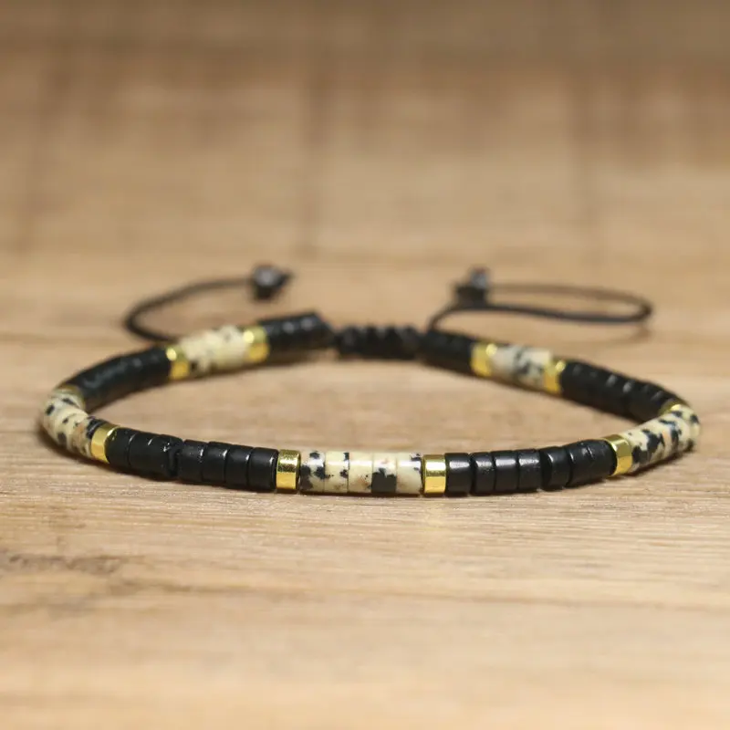 Bohemian Black Agate Spotted Beaded Bracelet